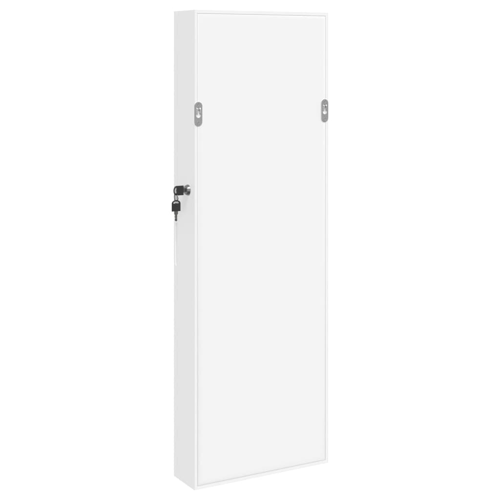 væghængt smykkeskab med spejl 30x8,5x90 cm hvid