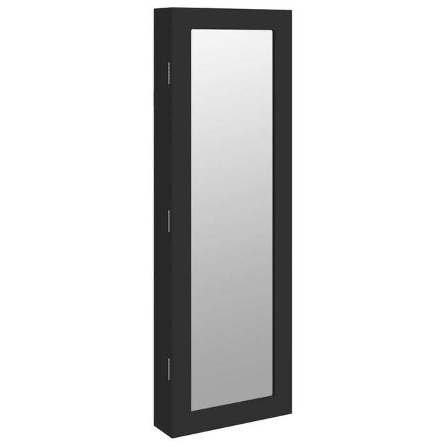 væghængt smykkeskab med spejl 30x8,5x90 cm sort