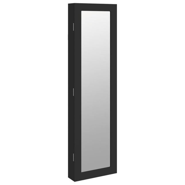 væghængt smykkeskab med spejl 30x8,5x106 cm sort
