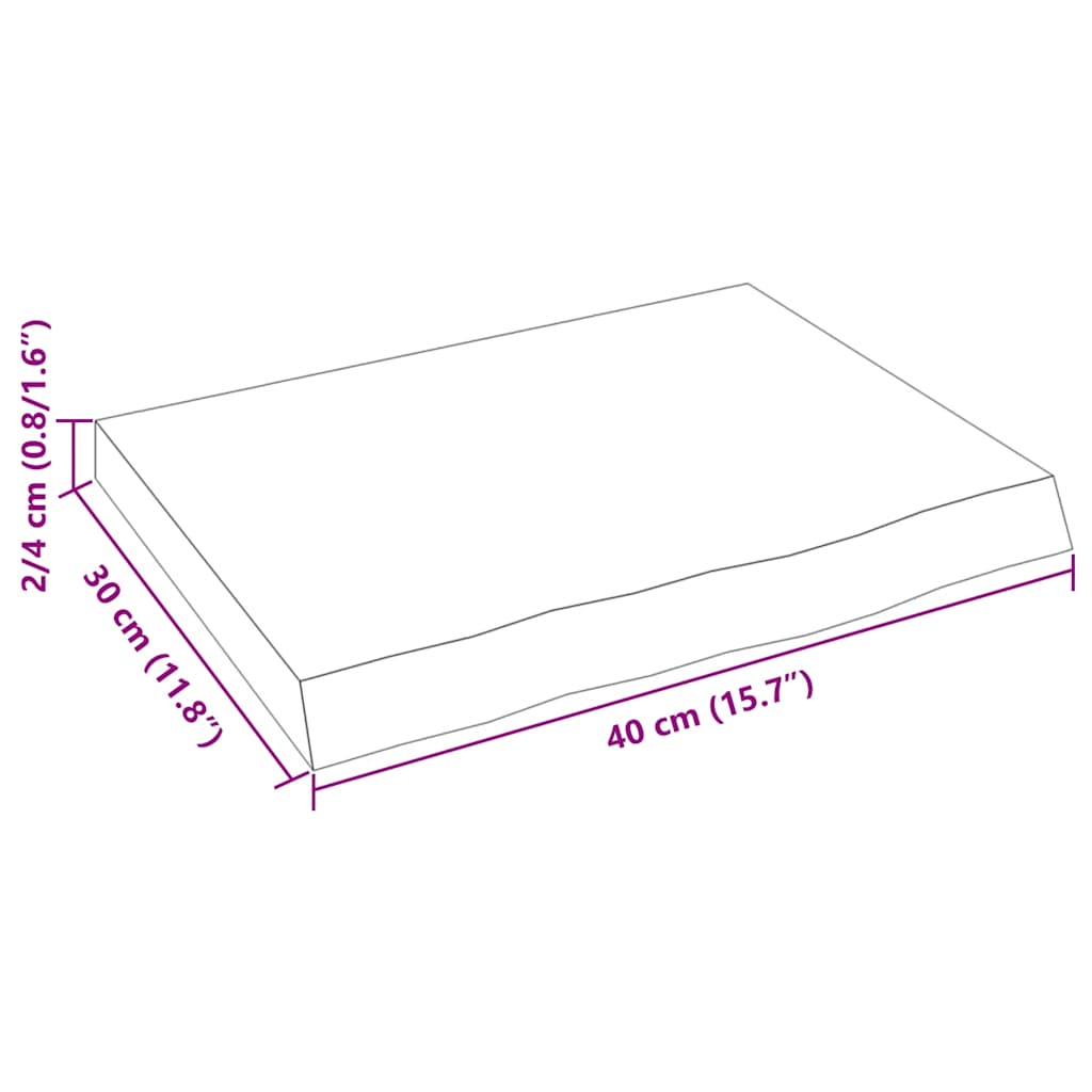 væghylde 40x30x(2-4) cm ubehandlet massivt egetræ