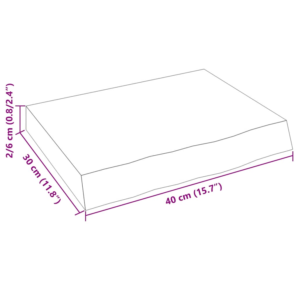 væghylde 40x30x(2-6) cm ubehandlet massivt egetræ