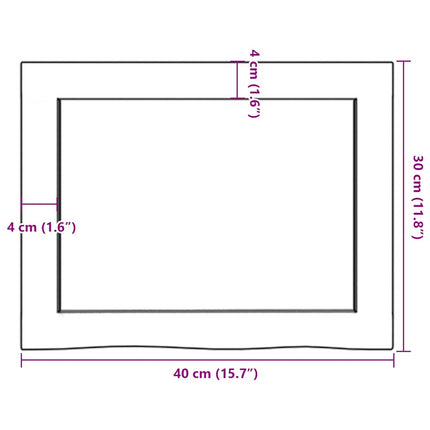væghylde 40x30x(2-6) cm ubehandlet massivt egetræ