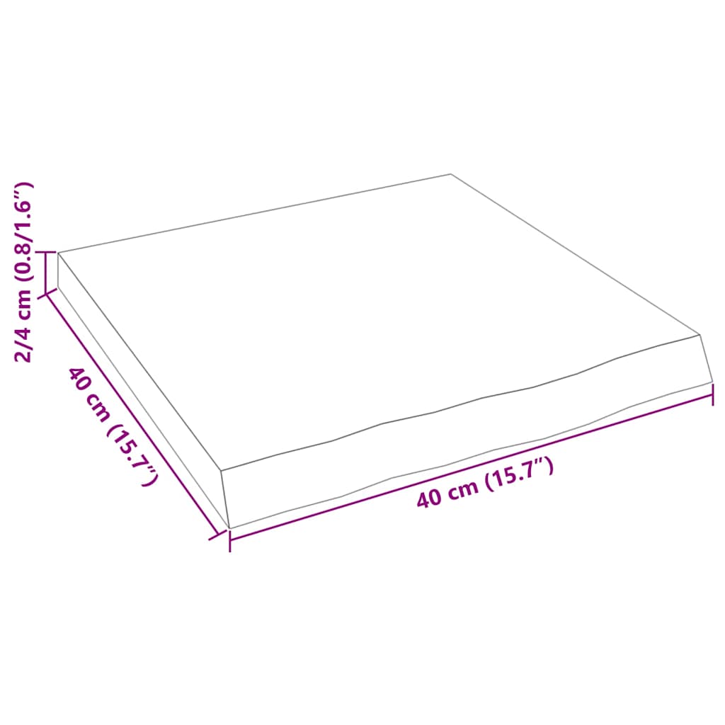 væghylde 40x40x(2-4) cm ubehandlet massivt egetræ