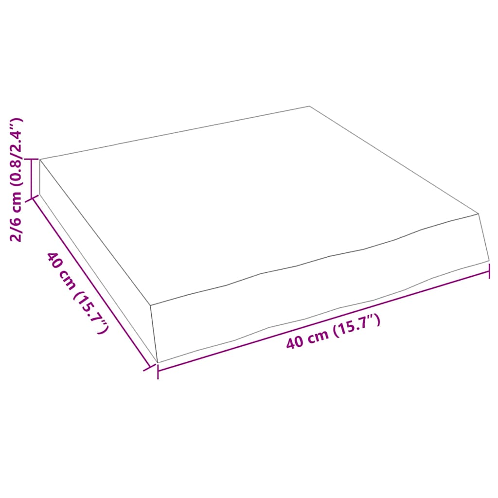 væghylde 40x40x(2-6) cm ubehandlet massivt egetræ