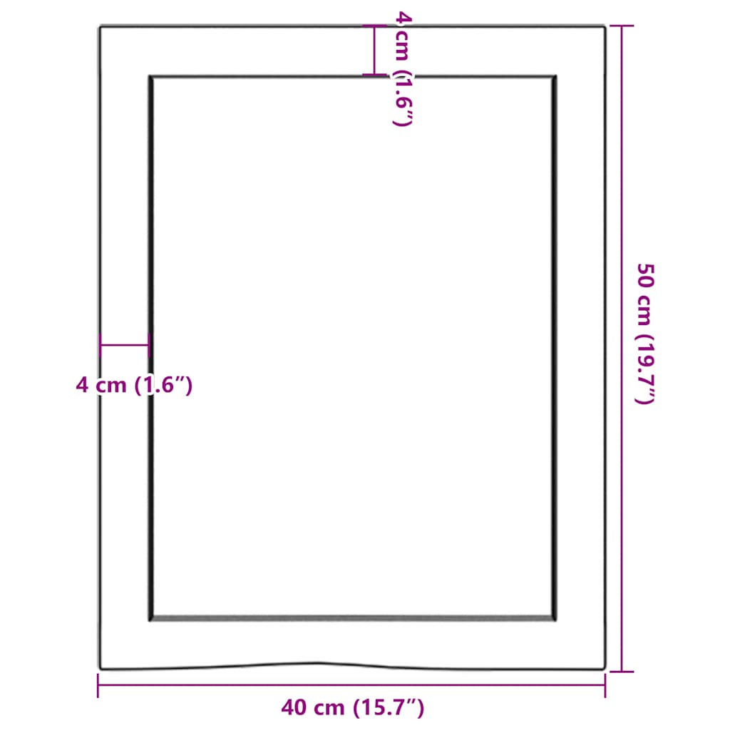 væghylde 40x50x(2-4) cm ubehandlet massivt egetræ