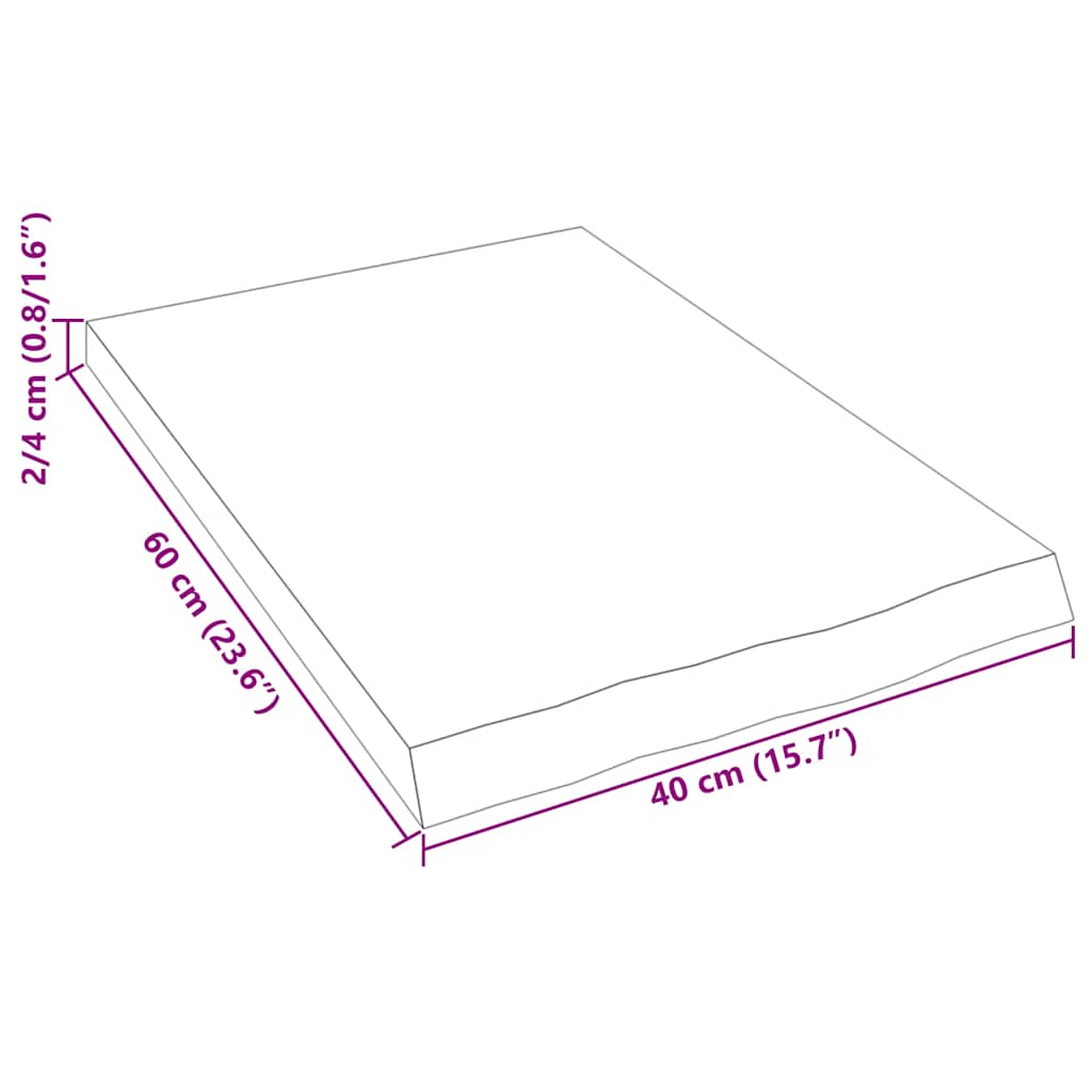 væghylde 40x60x(2-4) cm ubehandlet massivt egetræ