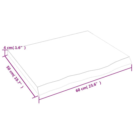 væghylde 60x50x(2-4) cm ubehandlet massivt egetræ