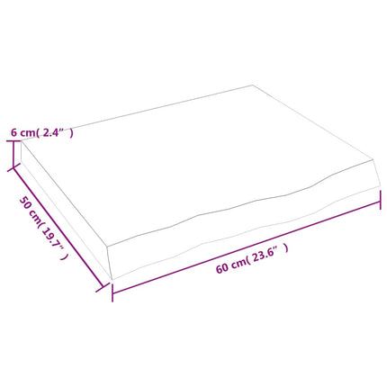 væghylde 60x50x(2-6) cm ubehandlet massivt egetræ