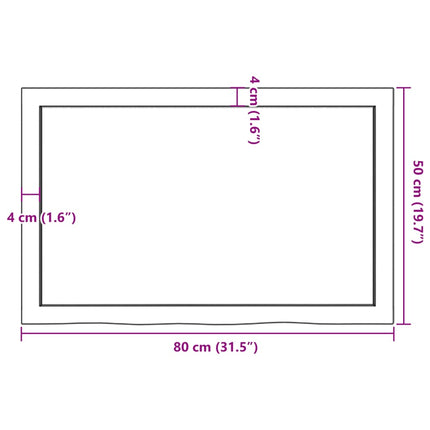 væghylde 80x50x(2-6) cm ubehandlet massivt egetræ
