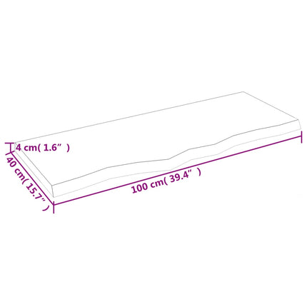væghylde 100x40x(2-4) cm ubehandlet massivt egetræ