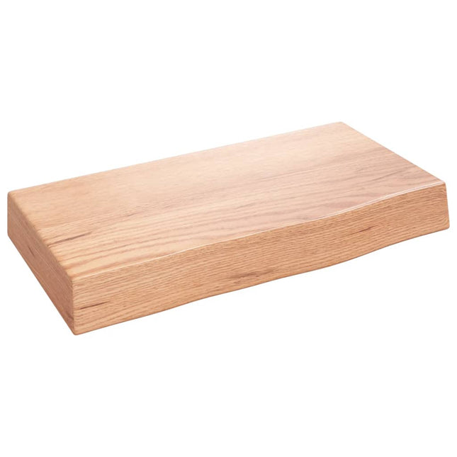 væghylde 40x20x6 cm behandlet massivt egetræ lysebrun