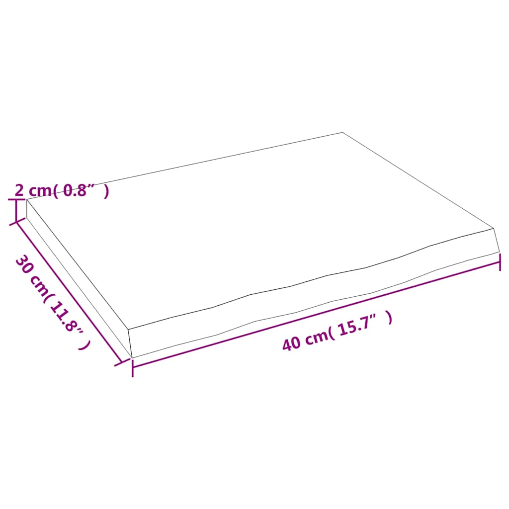 væghylde 40x30x2 cm behandlet massivt egetræ lysebrun