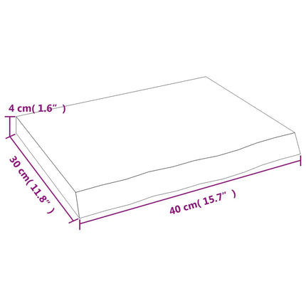 væghylde 40x30x(2-4) cm behandlet massivt egetræ lysebrun