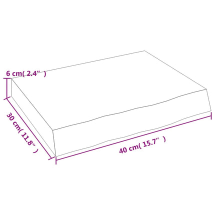 væghylde 40x30x(2-6) cm behandlet massivt egetræ lysebrun