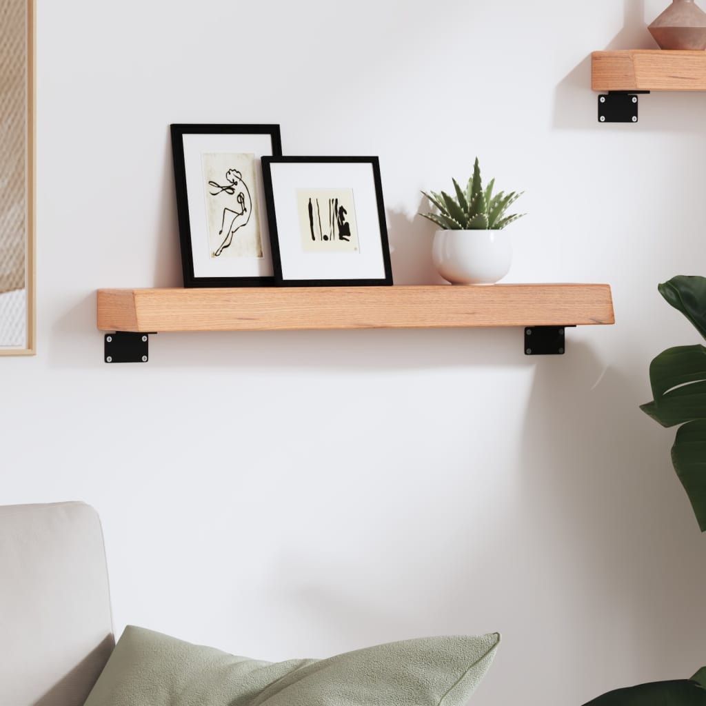 væghylde 60x10x6 cm behandlet massivt egetræ lysebrun