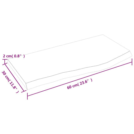 væghylde 60x30x2 cm behandlet massivt egetræ lysebrun