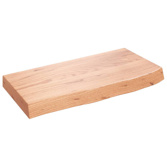 væghylde 60x30x(2-6) cm behandlet massivt egetræ lysebrun