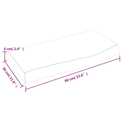 væghylde 60x30x(2-6) cm behandlet massivt egetræ lysebrun