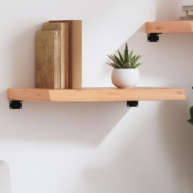 væghylde 60x40x(2-6) cm behandlet massivt egetræ lysebrun