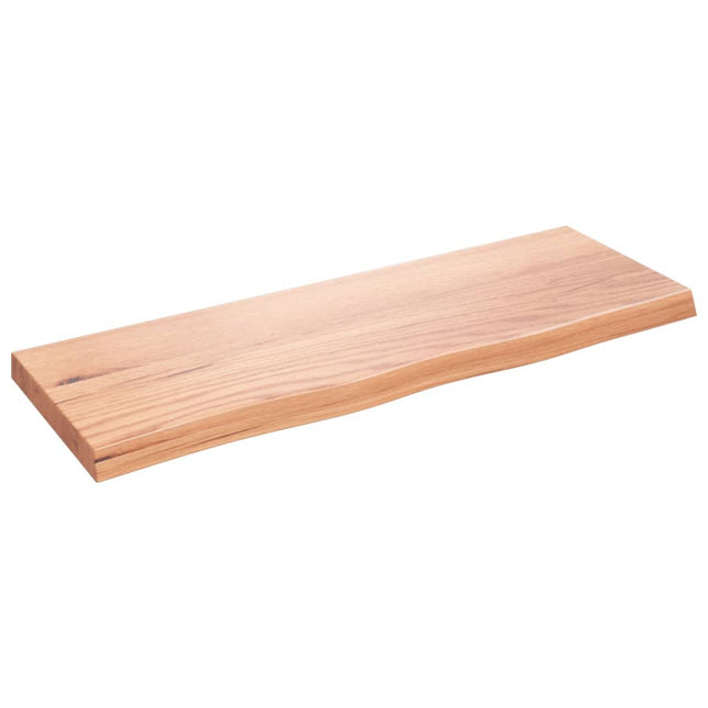 væghylde 80x30x(2-4) cm behandlet massivt egetræ lysebrun