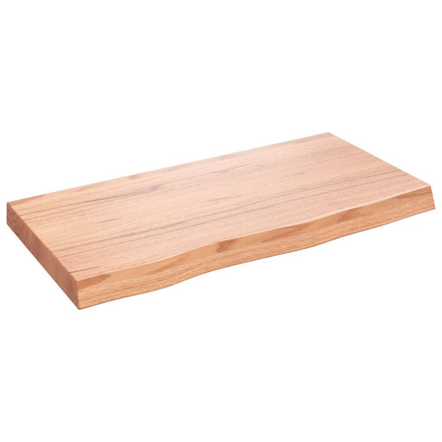 væghylde 80x40x(2-6) cm behandlet massivt egetræ lysebrun