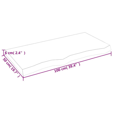 væghylde 100x50x(2-6) cm behandlet massivt egetræ lysebrun