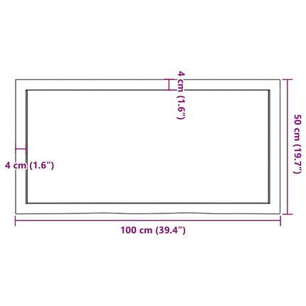 væghylde 100x50x(2-6) cm behandlet massivt egetræ lysebrun