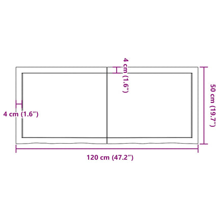 væghylde 120x50x(2-4) cm behandlet massivt egetræ lysebrun