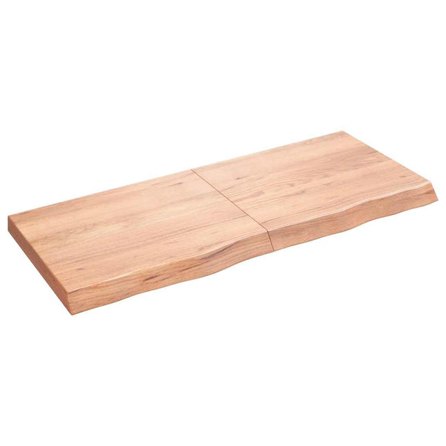 væghylde 120x50x(2-6) cm behandlet massivt egetræ lysebrun