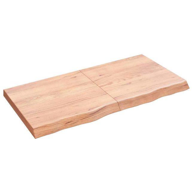 væghylde 120x60x(2-6) cm behandlet massivt egetræ lysebrun