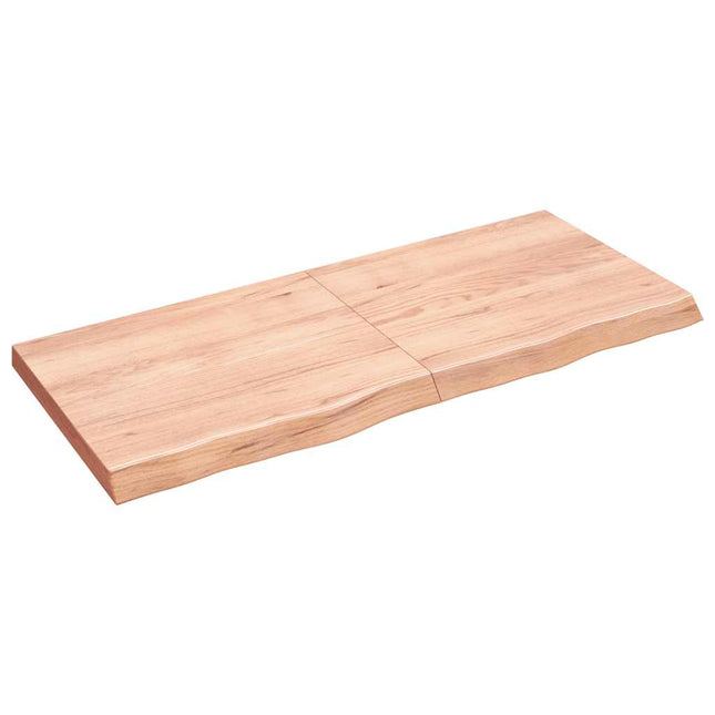 væghylde 140x60x(2-6) cm behandlet massivt egetræ lysebrun