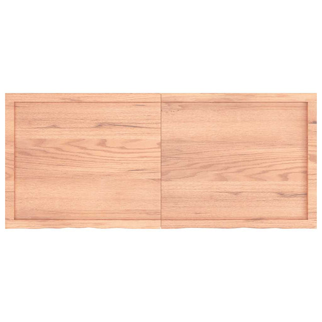 væghylde 140x60x(2-6) cm behandlet massivt egetræ lysebrun