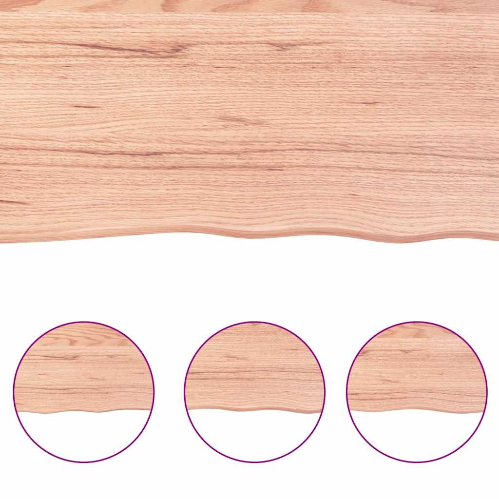 væghylde 180x50x(2-6) cm behandlet massivt egetræ lysebrun