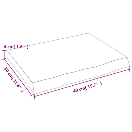 væghylde 40x30x(2-4) cm behandlet massivt egetræ mørkebrun