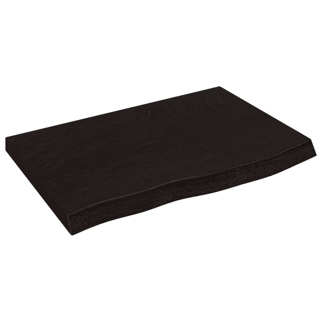 væghylde 60x40x(2-4) cm behandlet massivt egetræ mørkebrun