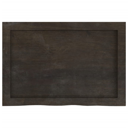 væghylde 60x40x(2-4) cm behandlet massivt egetræ mørkebrun
