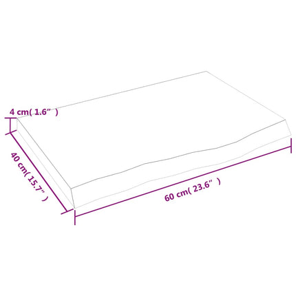 væghylde 60x40x(2-4) cm behandlet massivt egetræ mørkebrun