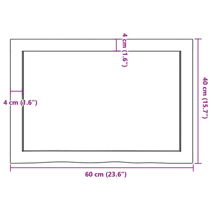 væghylde 60x40x(2-4) cm behandlet massivt egetræ mørkebrun