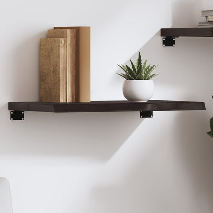 væghylde 60x40x(2-4) cm behandlet massivt egetræ mørkebrun