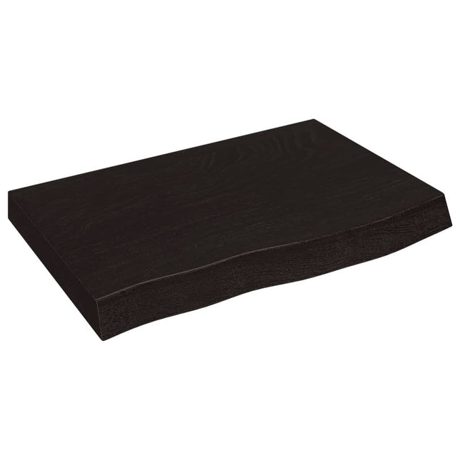 væghylde 60x40x(2-6) cm behandlet massivt egetræ mørkebrun