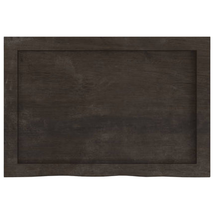 væghylde 60x40x(2-6) cm behandlet massivt egetræ mørkebrun
