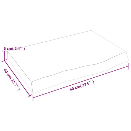 væghylde 60x40x(2-6) cm behandlet massivt egetræ mørkebrun