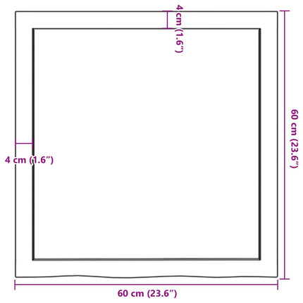 væghylde 60x60x(2-4) cm behandlet massivt egetræ mørkebrun
