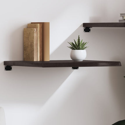 væghylde 60x60x(2-4) cm behandlet massivt egetræ mørkebrun