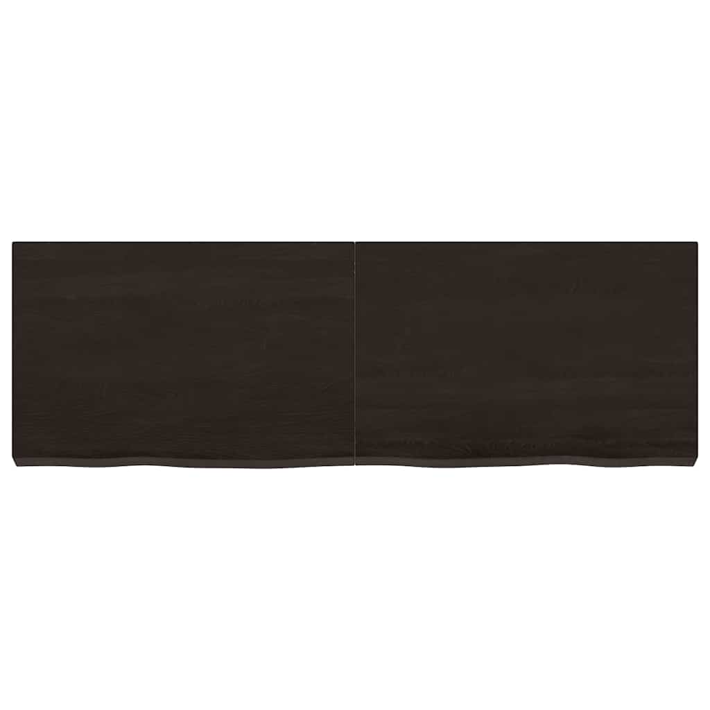 væghylde 120x40x(2-6) cm behandlet massivt egetræ mørkebrun