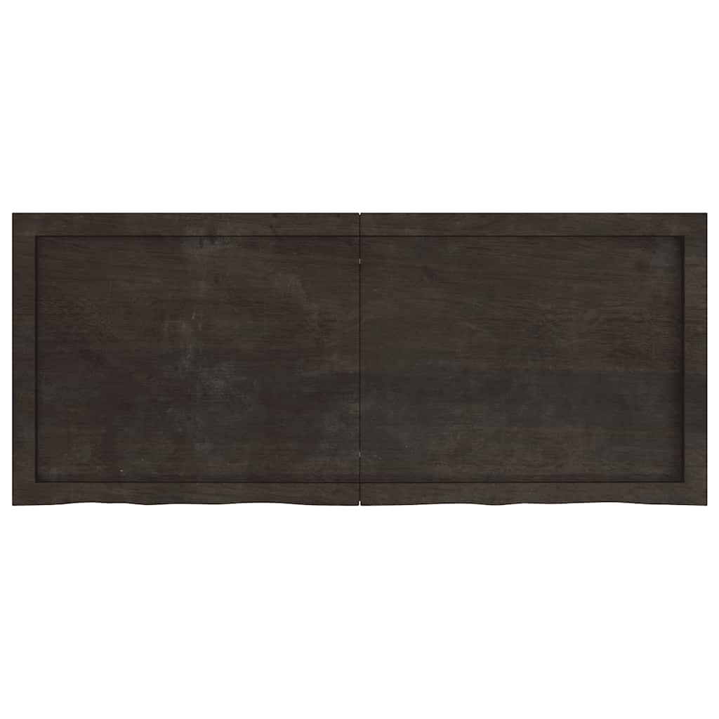 væghylde 120x50x(2-4) cm behandlet massivt egetræ mørkebrun