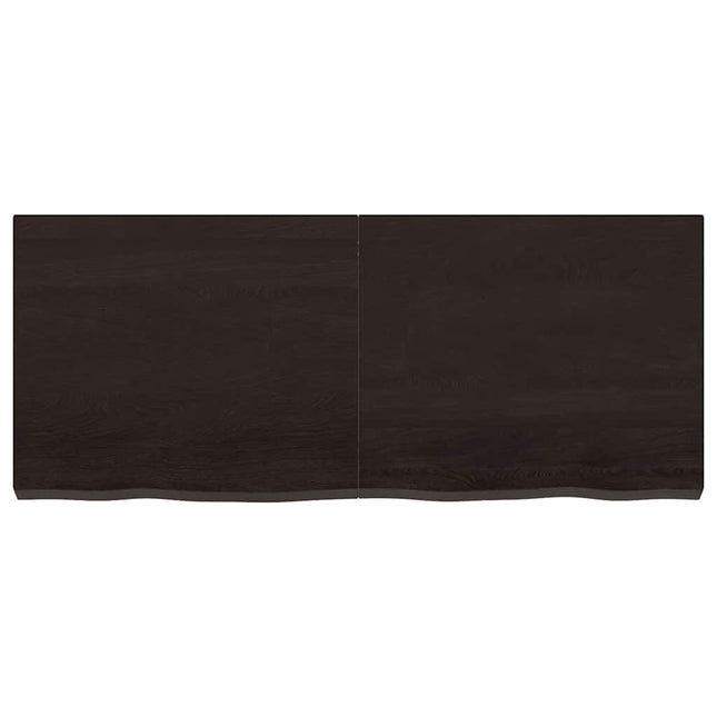væghylde 120x50x(2-6) cm behandlet massivt egetræ mørkebrun