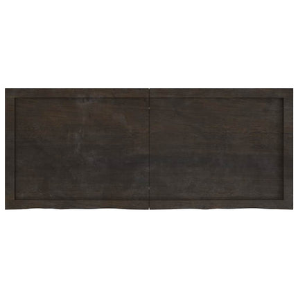 væghylde 120x50x(2-6) cm behandlet massivt egetræ mørkebrun