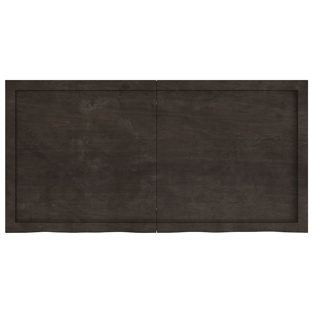 væghylde 120x60x(2-4) cm behandlet massivt egetræ mørkebrun