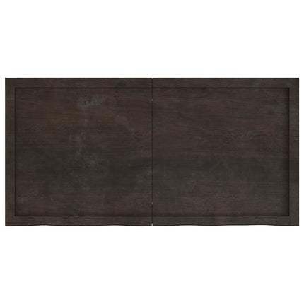 væghylde 120x60x(2-6) cm behandlet massivt egetræ mørkebrun